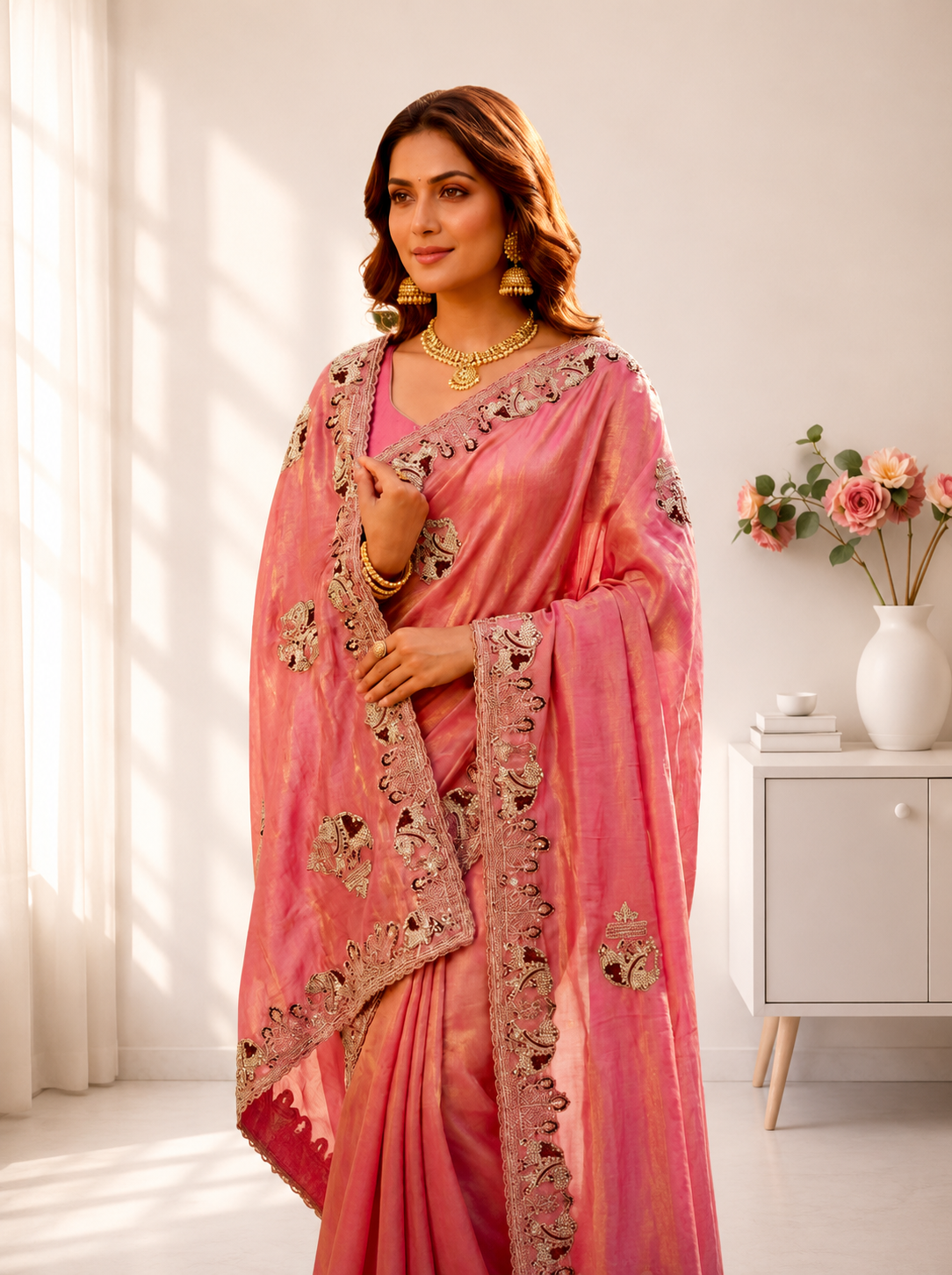 Crystal Elegance Fendy Satin Saree