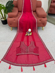 Lovely Georgette Pink Color Saree
