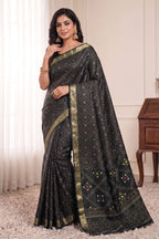 Bandhani Print Soft Silk Blend Saree with Rich Golden Zari Border