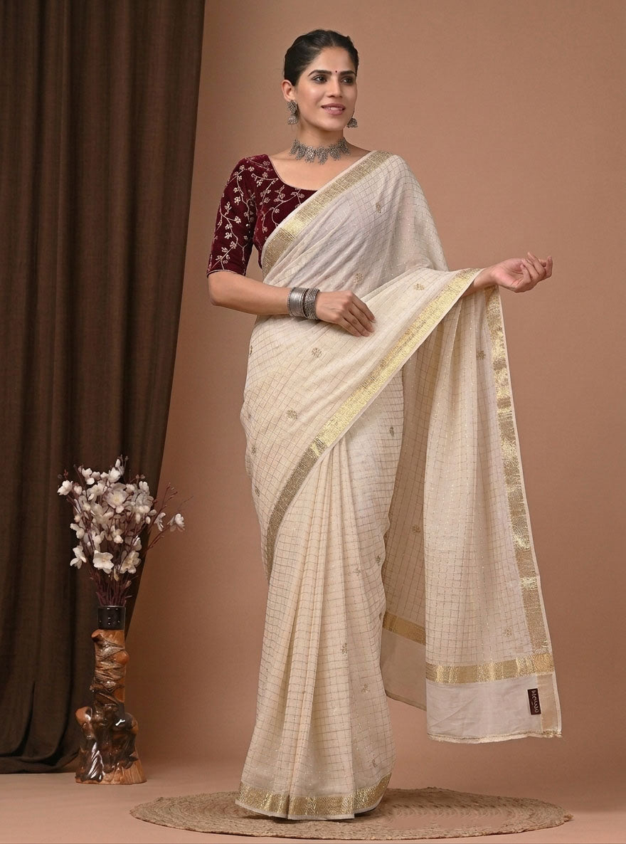Pure Viscose Georgette Saree with Sequins Butti Work