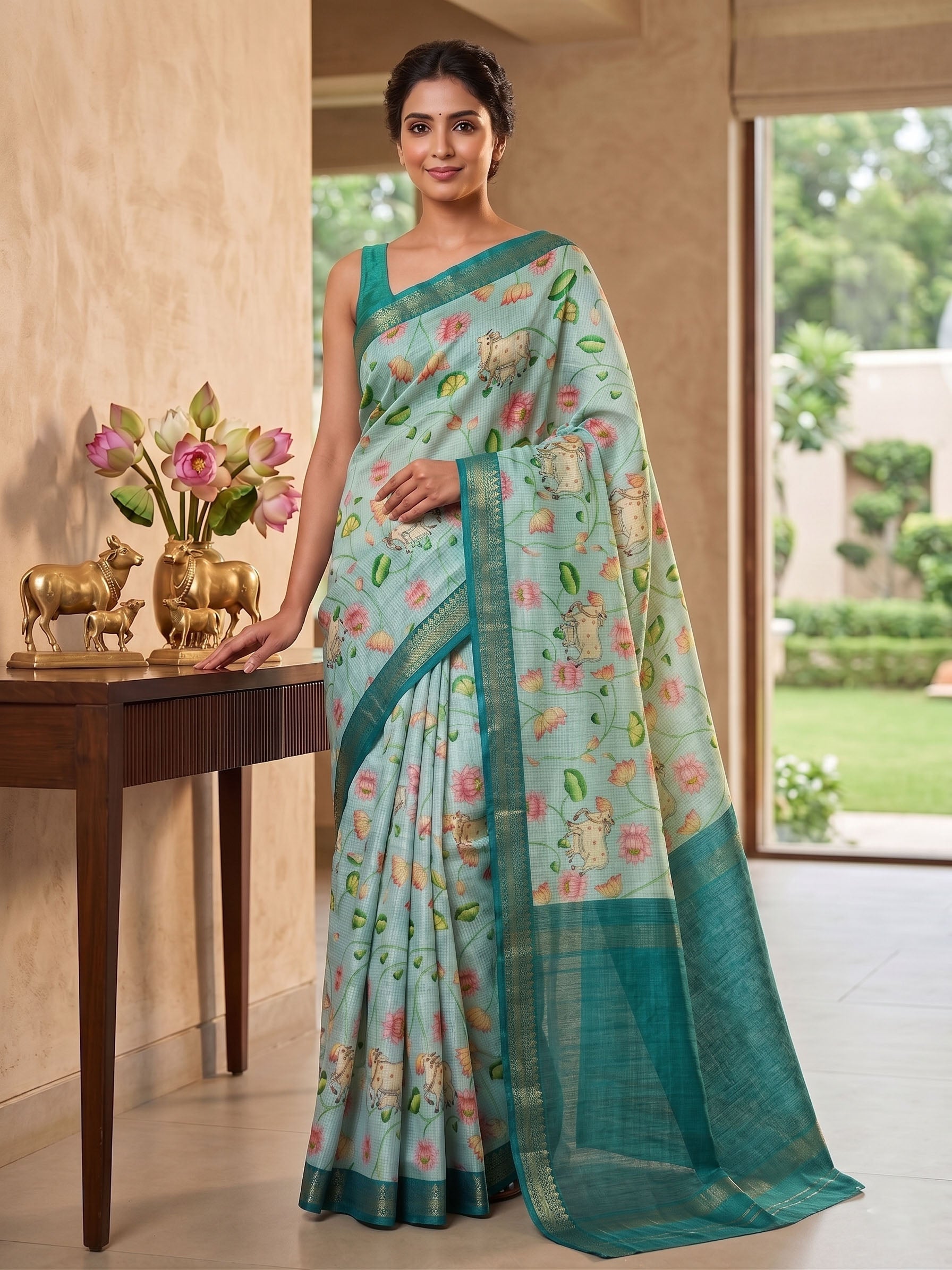 Soft Tussar Silk Digital Print Saree