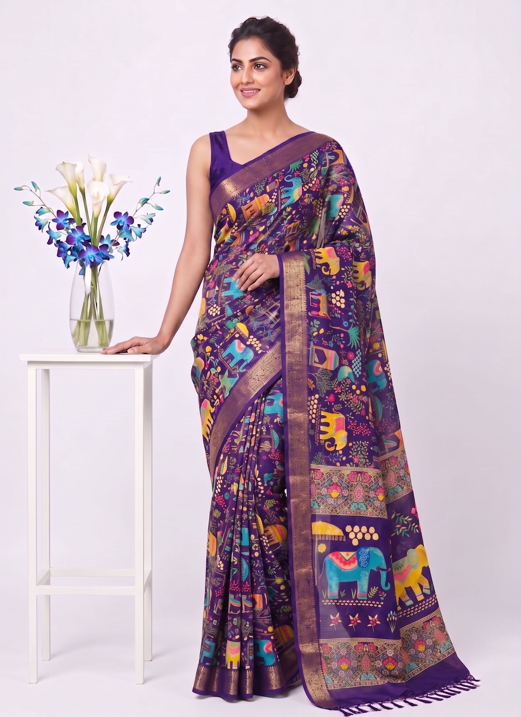 Elegant Digital Print Cotton Saree
