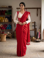 Classic Khadi Cotton Saree with Chikankari Blouse