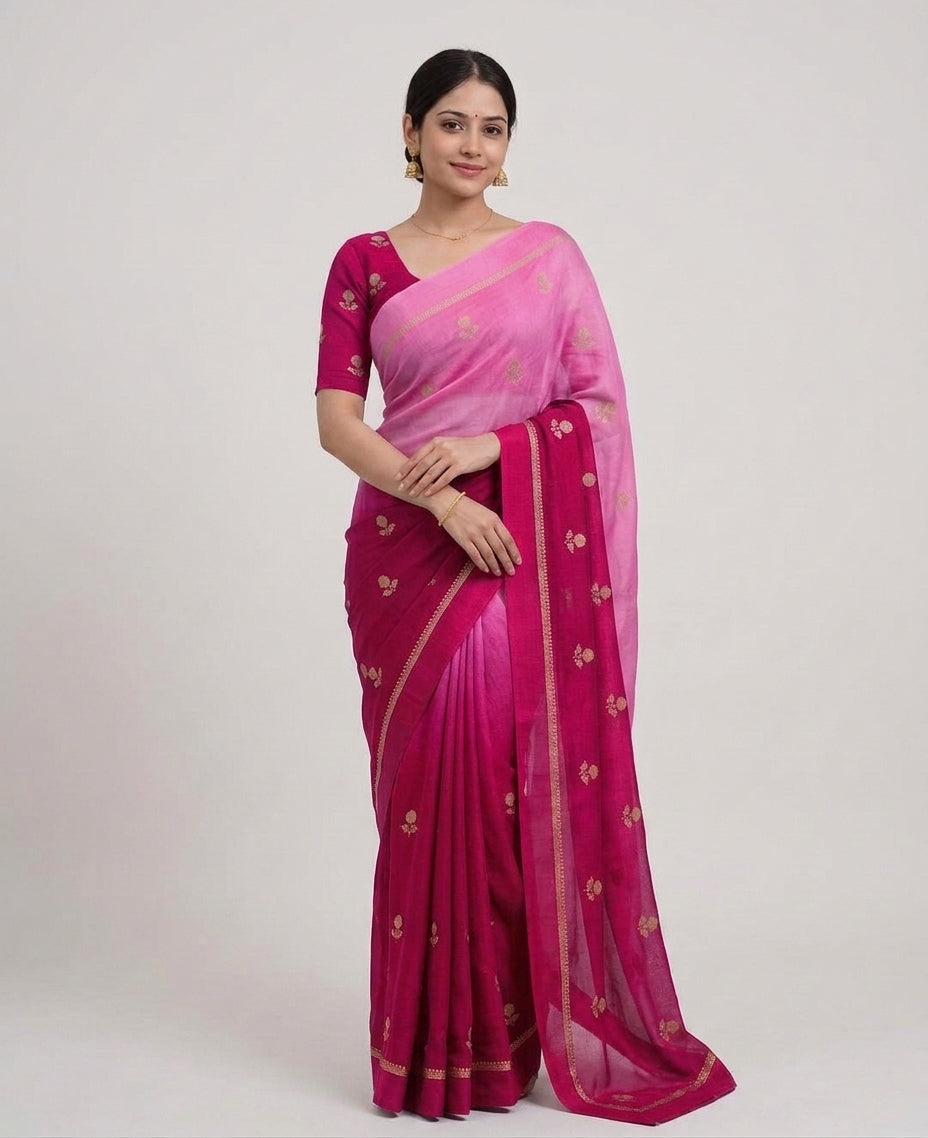 Viscose Khadi Silk Saree with Jacquard Leaf Design