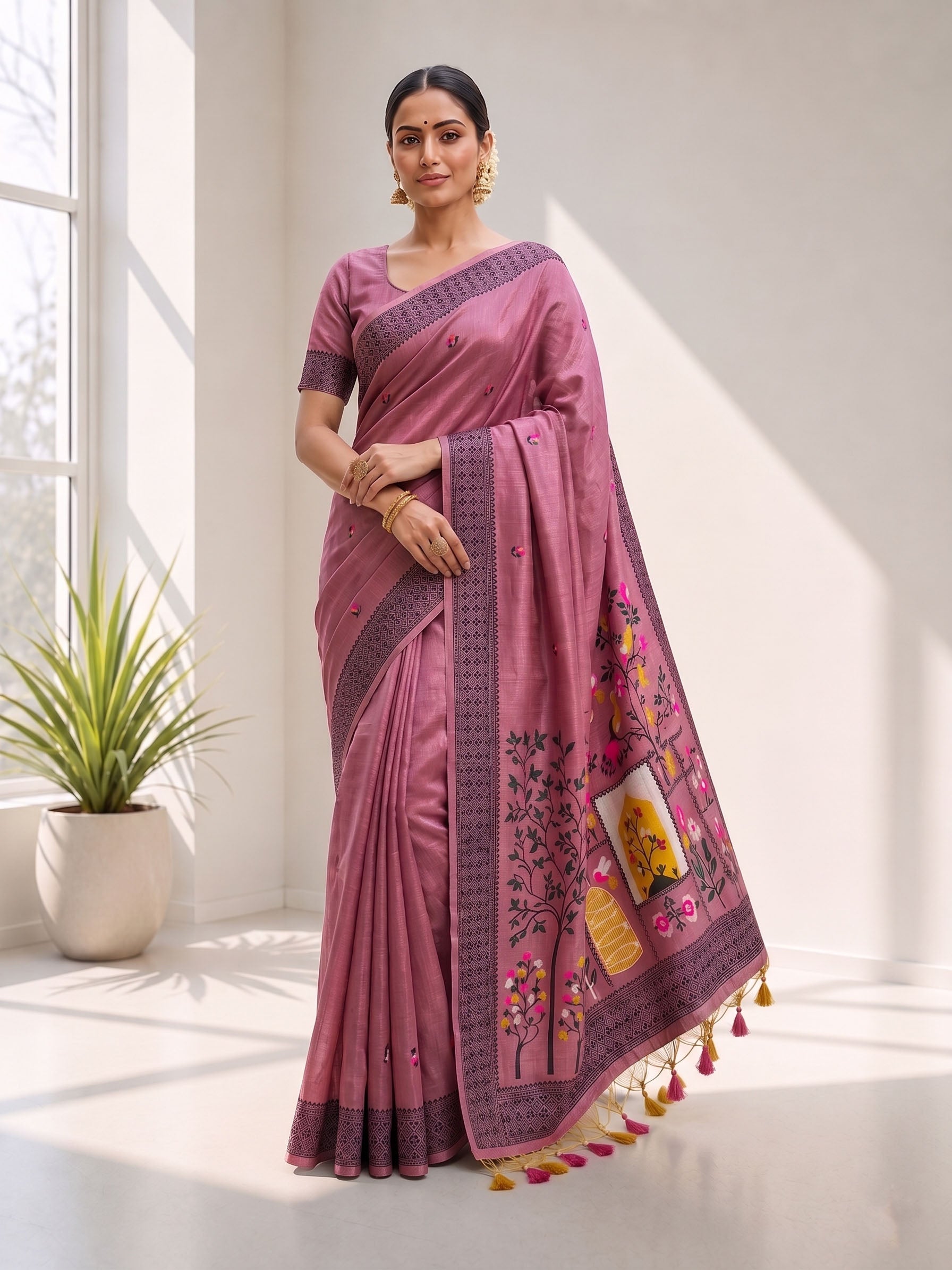 Premium Soft Jamdani Cotton Saree with 3D Peacock Weaving Pallu