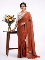 Khadi Cotton Designer Saree with Heavy Embroidered Blouse