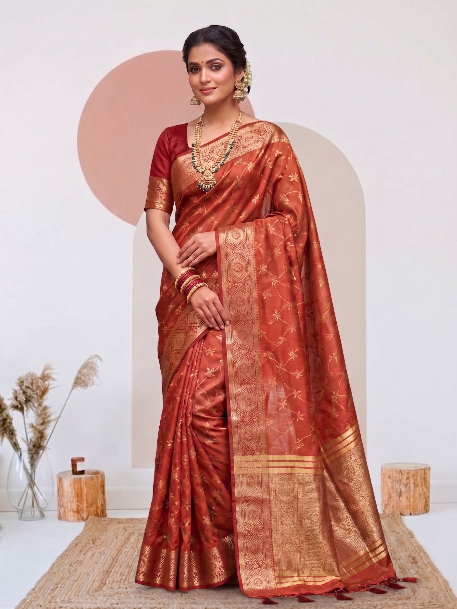 Traditional Weaving Satin Saree