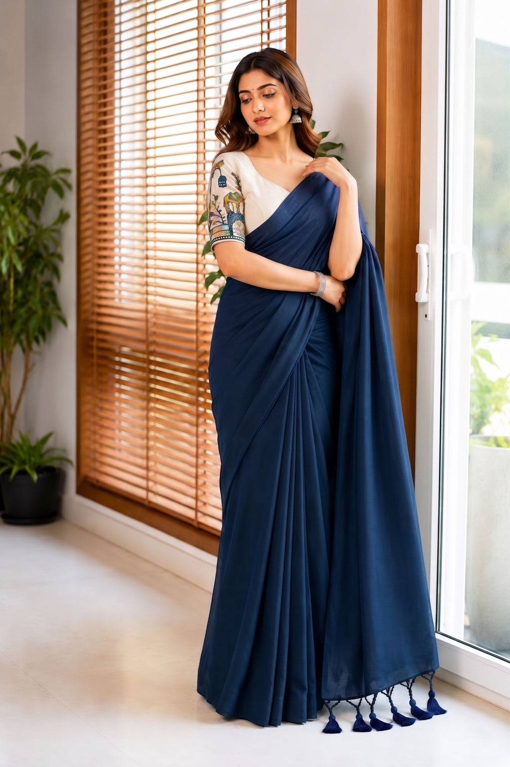 Soft Handloom Cotton Saree With Heavy Blouse