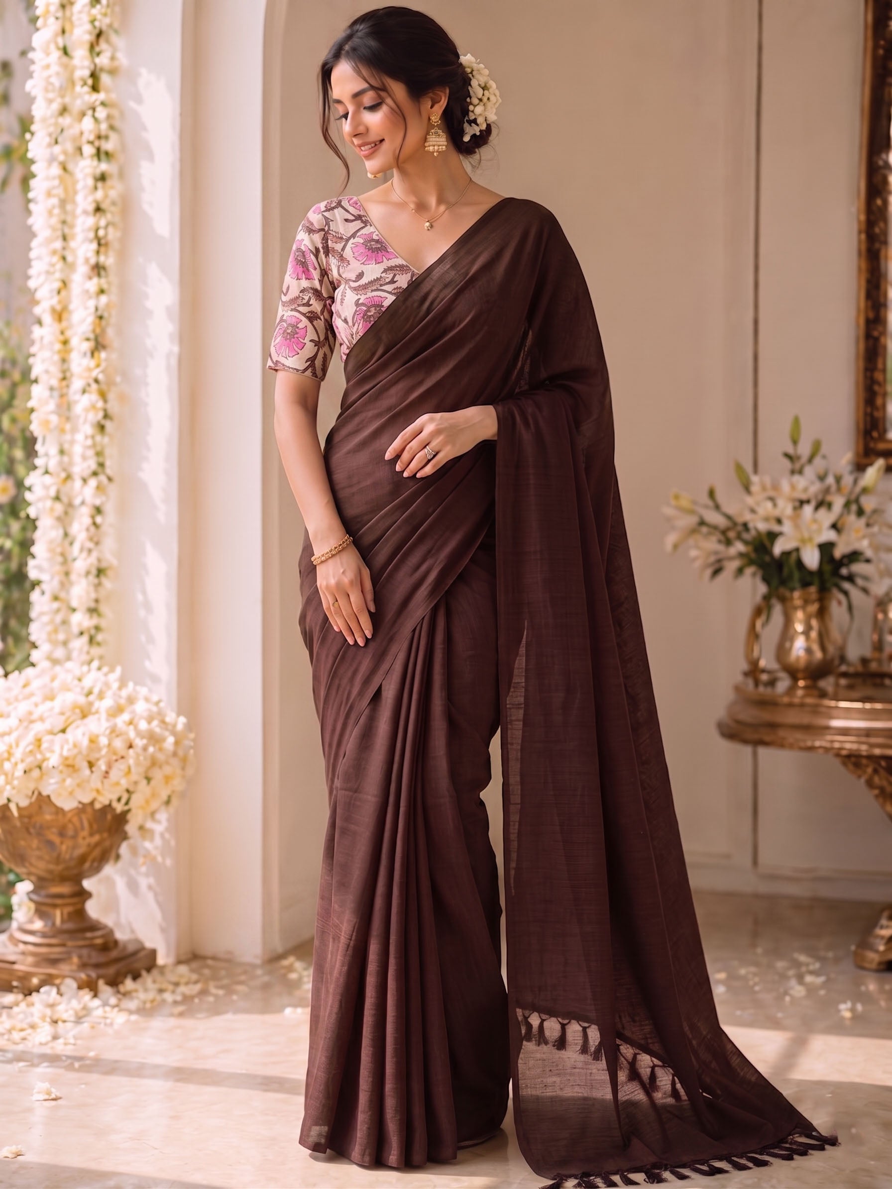 Handloom Khadi Cotton Saree with Magic Blouse