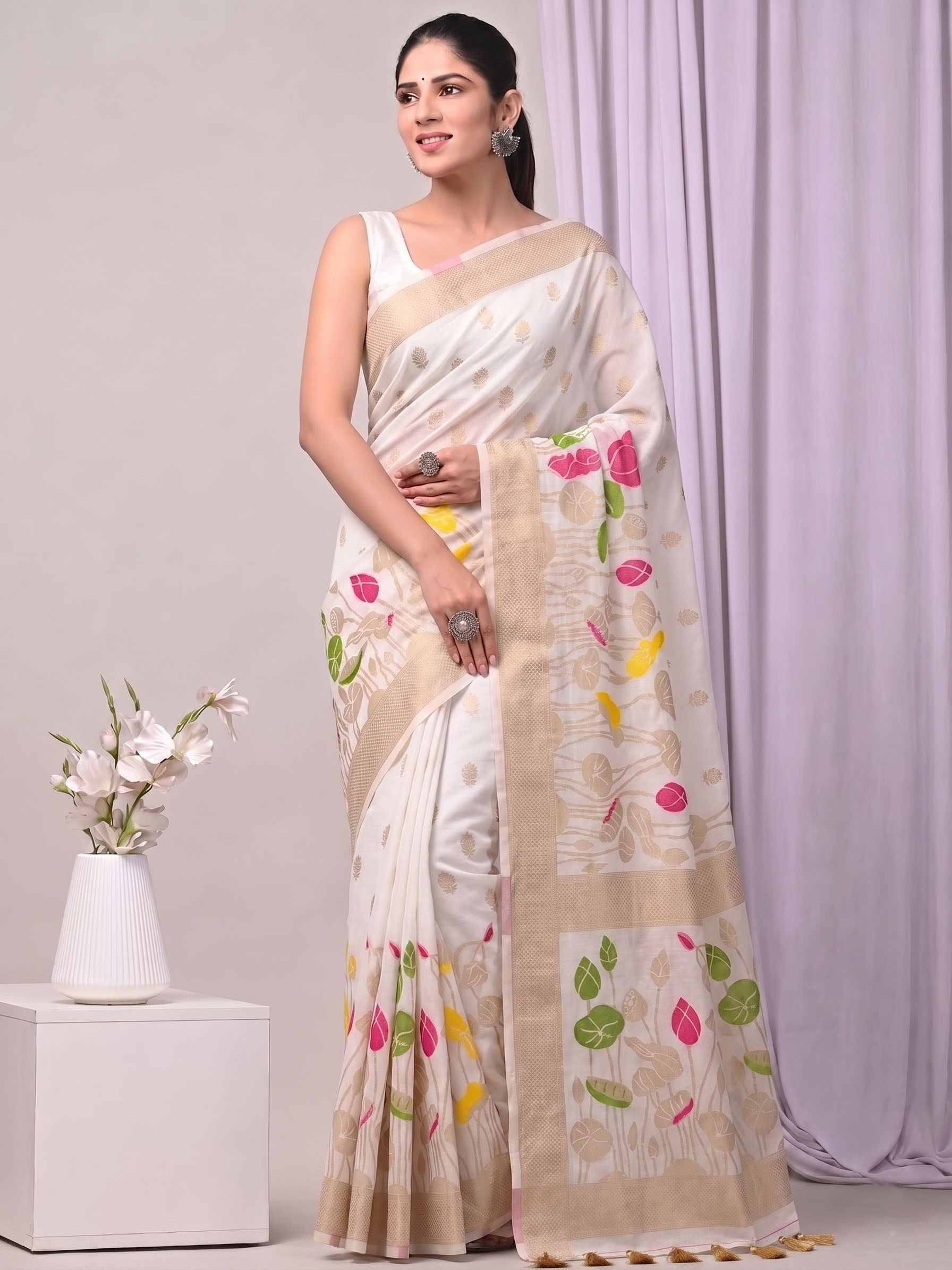 Hand Dyed Nylon Kadi Crepe Georgette Saree
