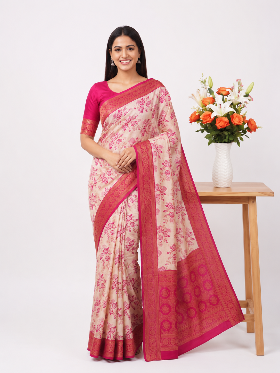 Classic Banarasi Silk Saree with Gold Zari Work
