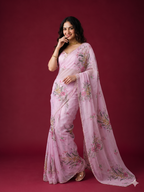 Soft Tabby Silk Saree with Sequins & Katdana Handwork