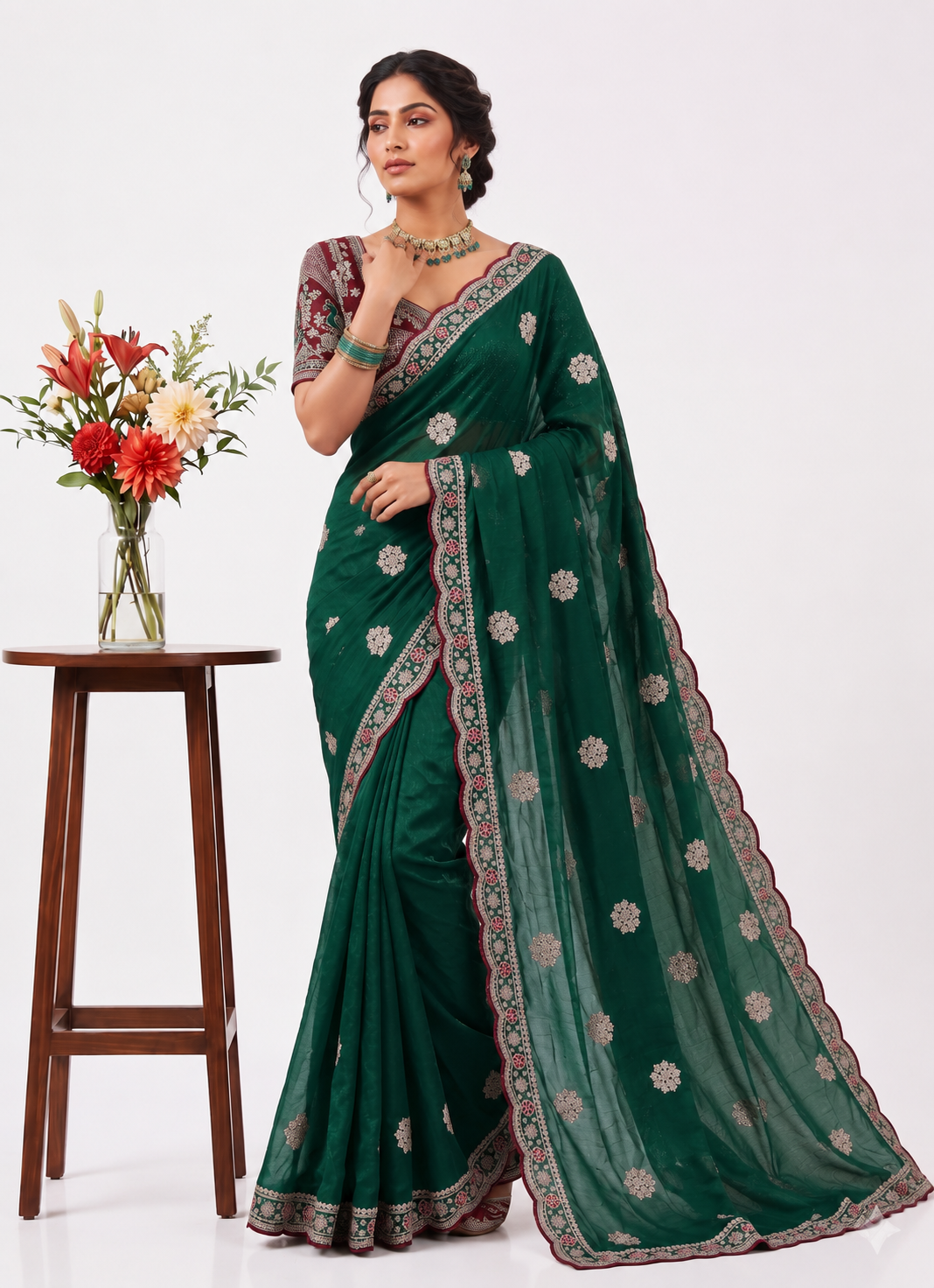 Luxe Fendy Satin Party Wear Saree