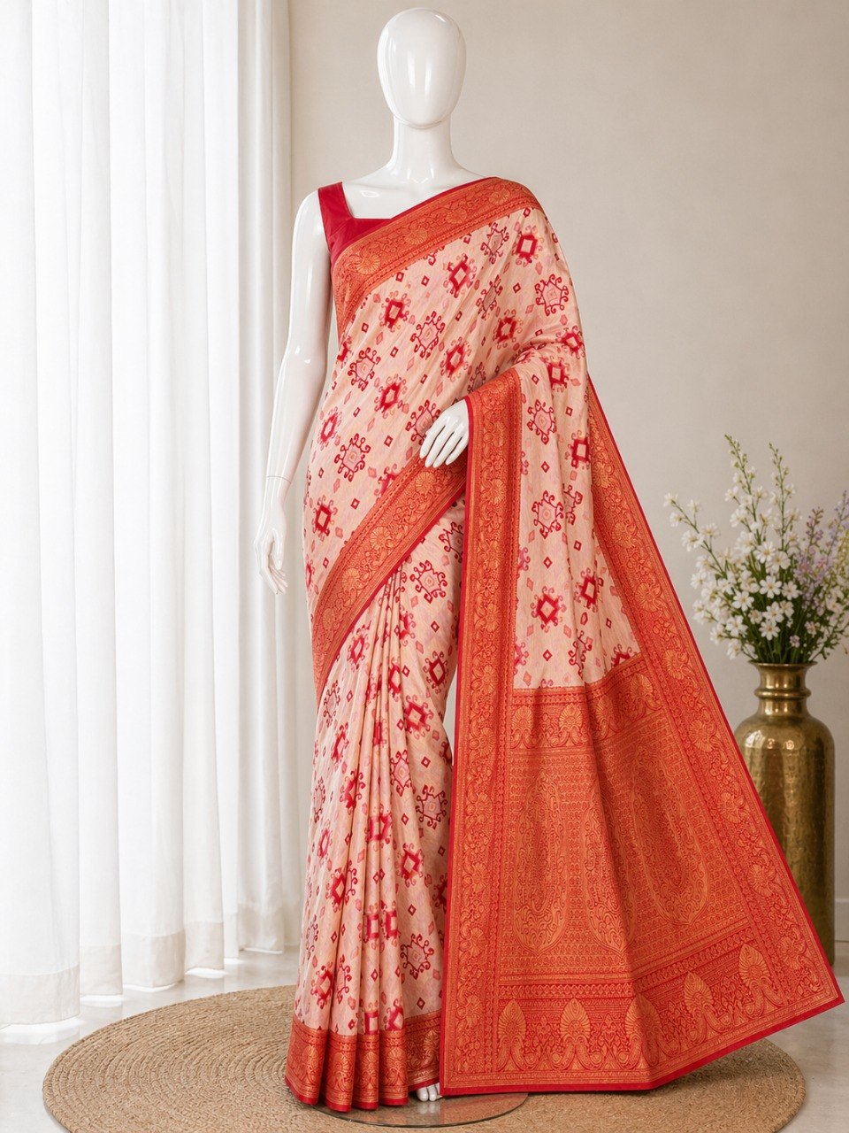 Elegant Silk Blend Saree With Traditional Zari Weaving