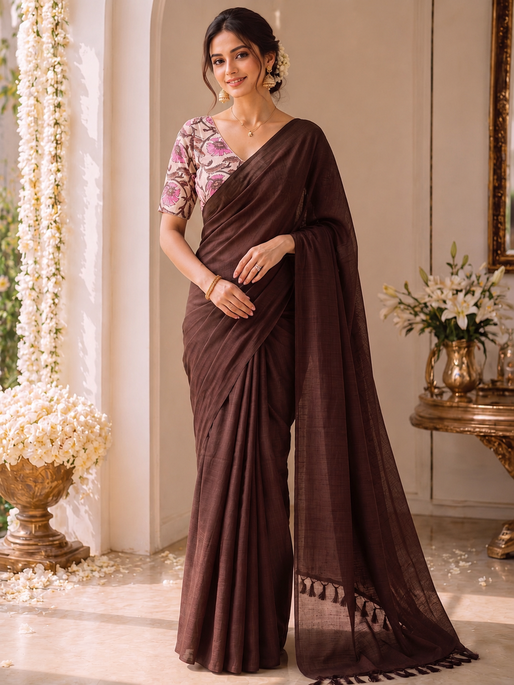 Handloom Khadi Cotton Saree with Magic Blouse
