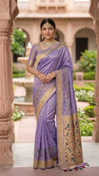 Tissue Silk Paithani Saree with Meenakari Pallu