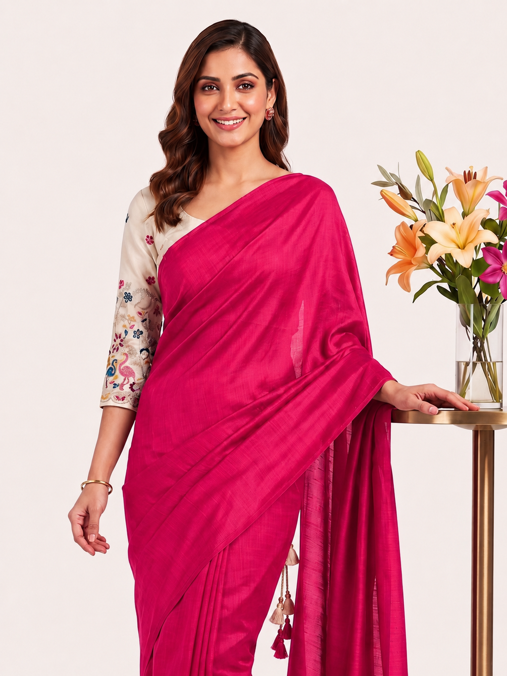 Classic Cotton Weave Saree With Stitched Blouse