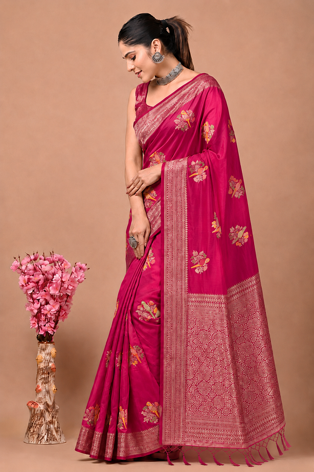 Perot Design Nylon Kadi Crepe Georgette Saree