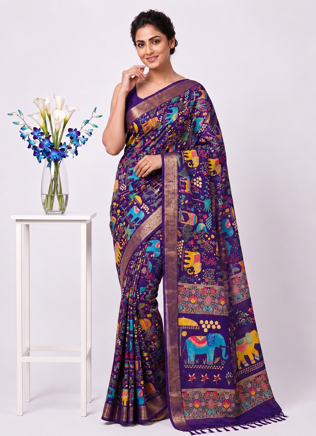 Elegant Digital Print Cotton Saree