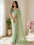 Moonlight Fandy Satin Saree with Designer Blouse