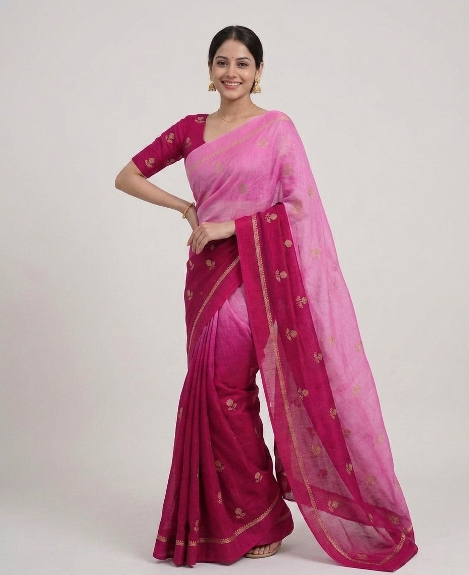 Viscose Khadi Silk Saree with Jacquard Leaf Design