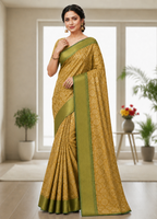 Golden Flower Zari Weaving Designer Saree