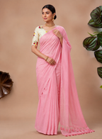 Elegant Khadi Cotton Saree with Embroidered Padded Blouse