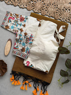 Elegant Khadi Cotton Saree with Designer Embroidered Padded Blouse
