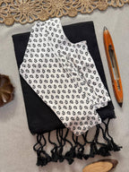 Elegant Khadi Cotton Saree with Stretchable Ajrak Print Blouse