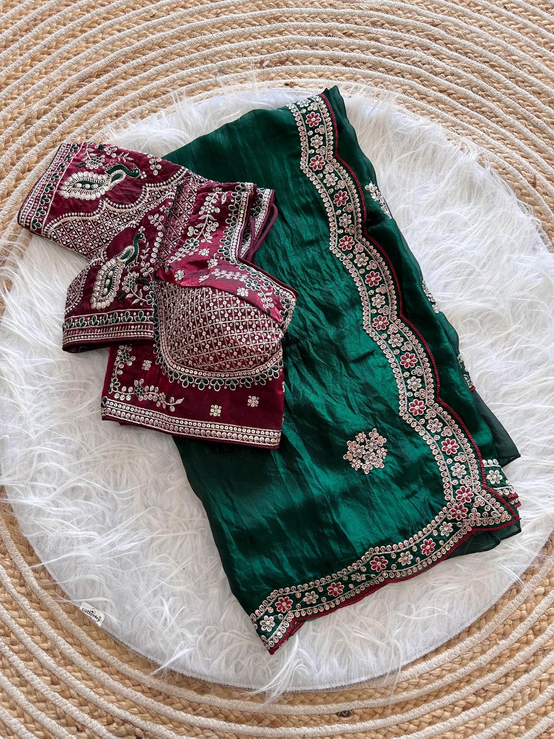 Luxe Fendy Satin Party Wear Saree