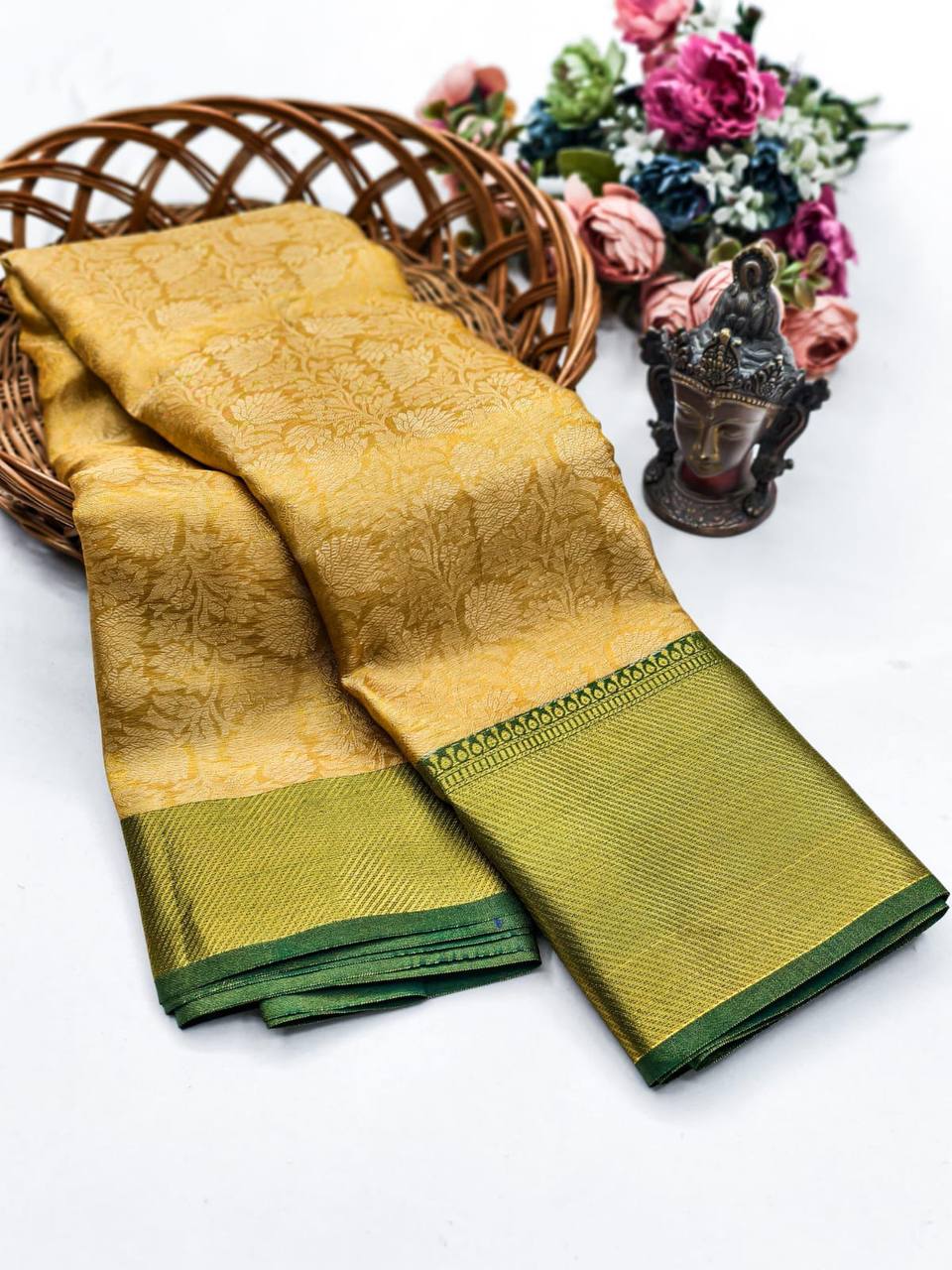 Golden Flower Zari Weaving Designer Saree
