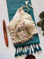 Khadi Cotton Saree with Embroidered Padded Blouse