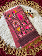 Premium Soft Jamdani Cotton Saree with 3D Peacock Weaving Pallu