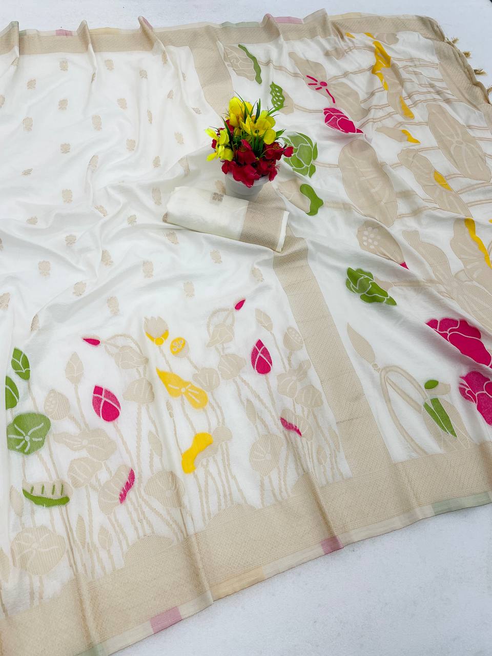 Hand Dyed Nylon Kadi Crepe Georgette Saree