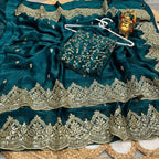 Premium Fandy Chiffon Saree with Sequins Zari Work