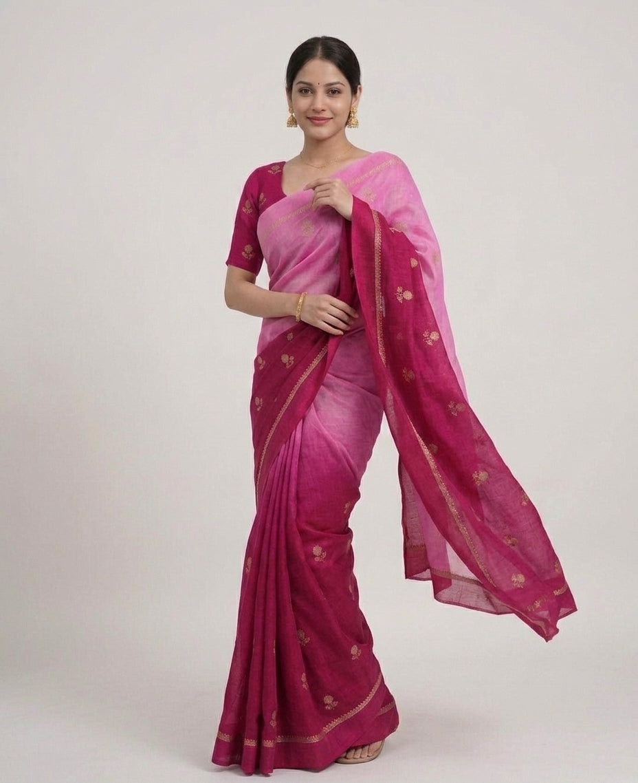 Viscose Khadi Silk Saree with Jacquard Leaf Design
