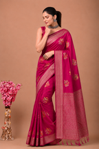 Perot Design Nylon Kadi Crepe Georgette Saree