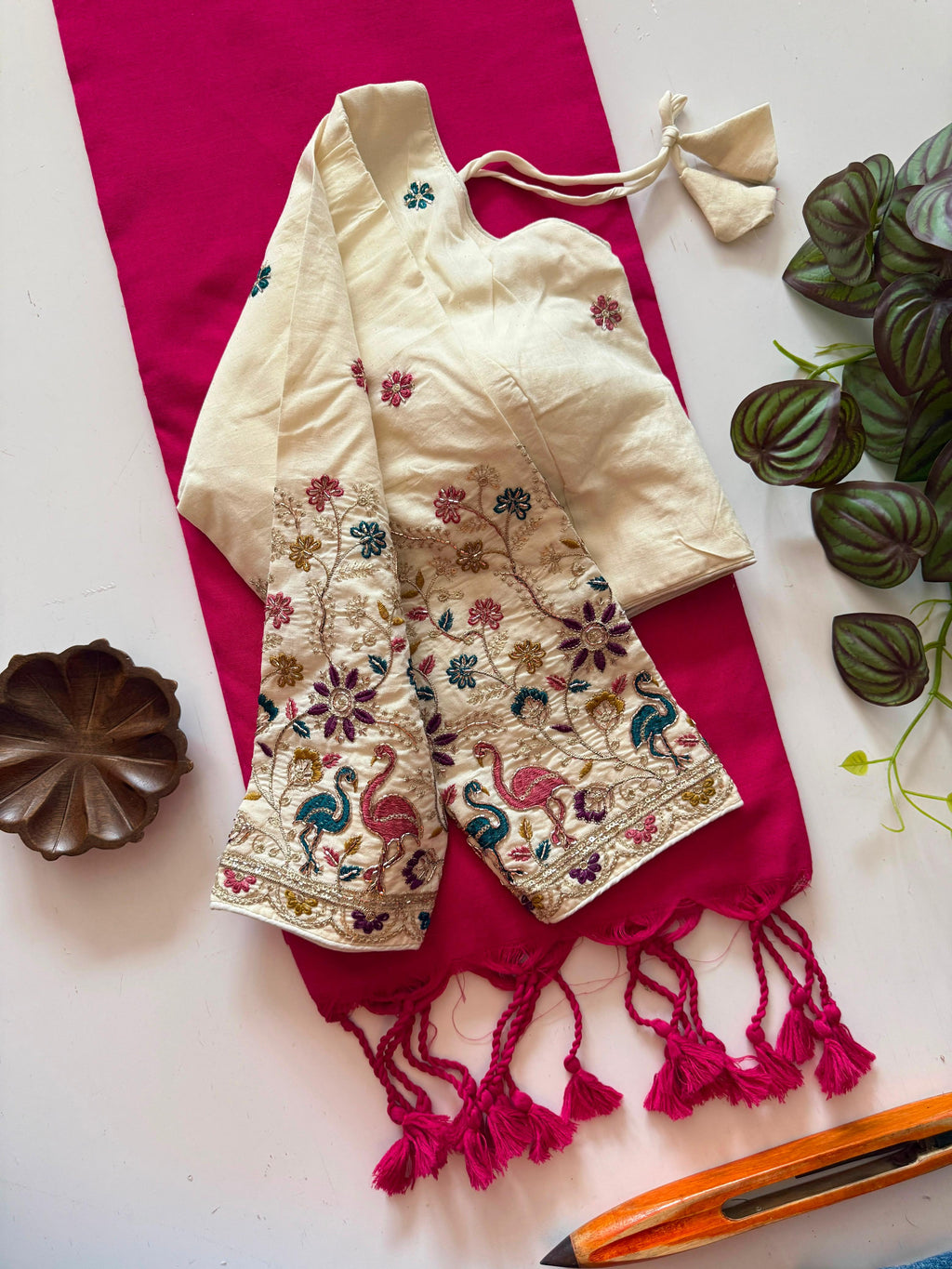 Classic Cotton Weave Saree With Stitched Blouse