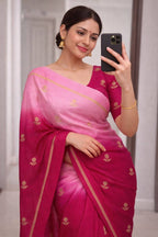 Viscose Khadi Silk Saree with Jacquard Leaf Design