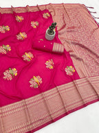 Perot Design Nylon Kadi Crepe Georgette Saree