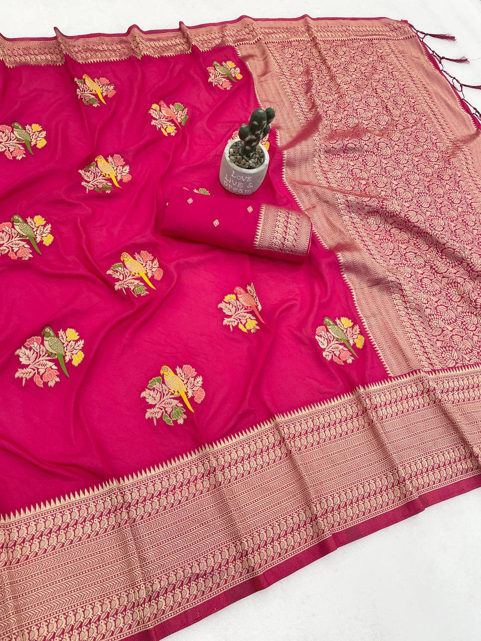 Perot Design Nylon Kadi Crepe Georgette Saree