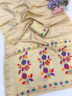 Bamboo Tissue Silk Paithani Saree with Meenakari Motifs