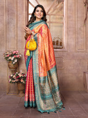 Preferable Banarasi Tissue Silk Orange Color Saree