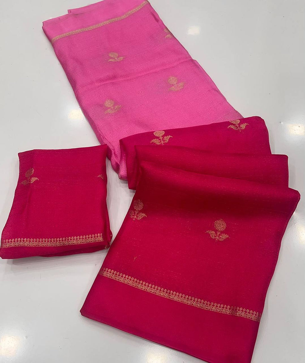 Viscose Khadi Silk Saree with Jacquard Leaf Design