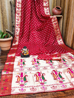 All Over Bandhej Paithani Dola Soft Silk Saree