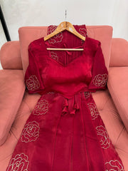 Exclusive Silk Hand Work Red Color Saree