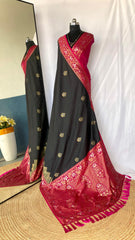 Flattering Dual Tone Silk Black Color Saree