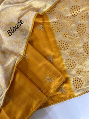 Precious digital print Silk Yellow Color Saree