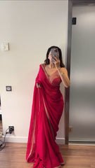 Lovely Georgette Pink Color Saree