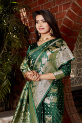 Pretty Kanjivaram Green Color Saree